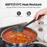 600ºF Heat Resistant Silicone Spatulas: Kitchen Cooking Mixing Utensils (4PCS, Black) and 8