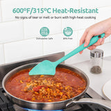 600ºF Heat Resistant Silicone Spatulas: Kitchen Cooking Mixing Utensils (4PCS, Aqua Sky) and 8