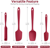 600ºF Heat Resistant Silicone Spatulas: Kitchen Cooking Mixing Utensils (4PCS, Red) and 8