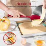 600ºF Heat Resistant Silicone Spatulas: Kitchen Cooking Mixing Utensils (4PCS, Red) and 8"+10"+12" Kitchen Cooking Tweezer: 18/8 Stainless Steel Food-Grade Metal Food Tong (Pointed Tip)