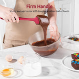600ºF Heat Resistant Silicone Spatulas: Kitchen Cooking Mixing Utensils (4PCS, Red) and 8"+10"+12" Kitchen Cooking Tweezer: 18/8 Stainless Steel Food-Grade Metal Food Tong (Pointed Tip)