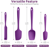 600ºF Heat Resistant Silicone Spatulas: Kitchen Cooking Mixing Utensils (4PCS, Purple) and 8