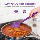600ºF Heat Resistant Silicone Spatulas: Kitchen Cooking Mixing Utensils (4PCS, Purple) and 8"+10"+12" Kitchen Cooking Tweezer: 18/8 Stainless Steel Food-Grade Metal Food Tong (Pointed Tip)