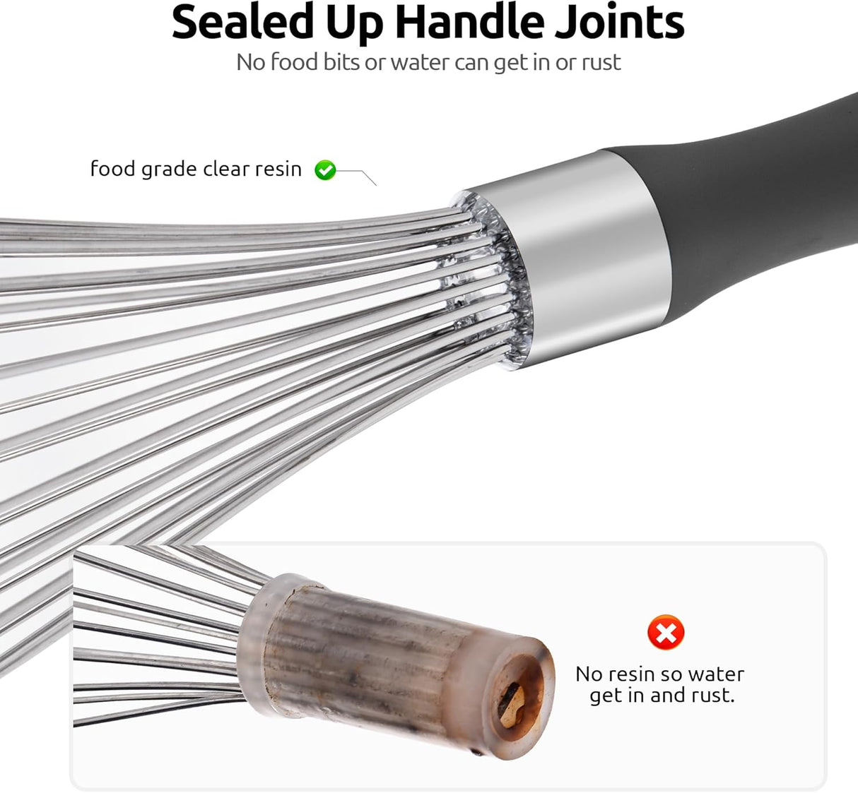 Balloon Whisk for Cooking: 18/10 Stainless Steel Medium Kitchen Wire Whisk (Black) and 8"+10"+12" Kitchen Tweezer: 18/8 Stainless Steel Food-Grade Metal Food Tong (Pointed Tip)