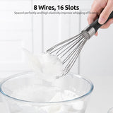 Balloon Whisk for Cooking: 18/10 Stainless Steel Medium Kitchen Wire Whisk (Black) and 8