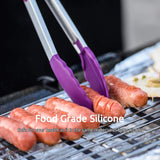 600ºF Heat Resistant 7/9/12 inches Silicone Cooking Tongs with Non Stick Rubber Tips (Purple) and 8