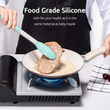 600ºF Heat Resistant 7/9/12 inches Silicone Cooking Tongs with Non Stick Rubber Tips (Aqua Sky) and 8"+10"+12" Kitchen Tweezer Set:18/8 Stainless Steel Food-Grade Metal Food Tong (Pointed Tip)