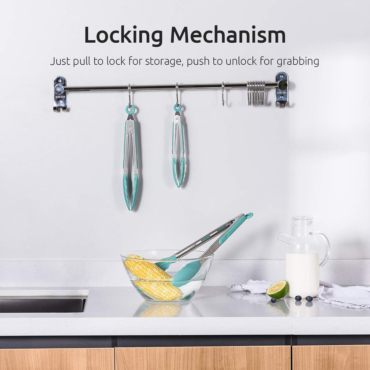 600ºF Heat Resistant 7/9/12 inches Silicone Cooking Tongs with Non Stick Rubber Tips (Aqua Sky) and 8"+10"+12" Kitchen Tweezer Set:18/8 Stainless Steel Food-Grade Metal Food Tong (Pointed Tip)
