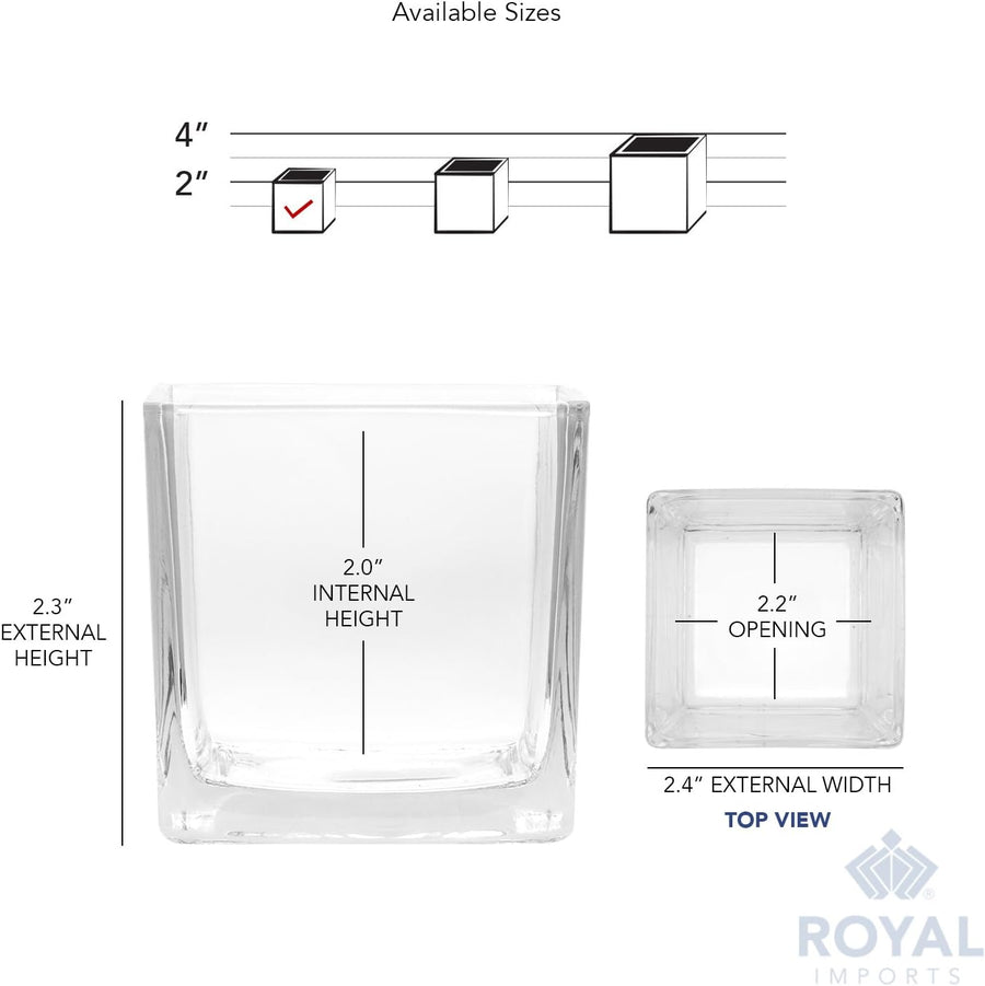 Flower Glass Vase Decorative Centerpiece for Home or Wedding - Clear Cube Shape, 2.5"x2.5"x2.5", Set of 12