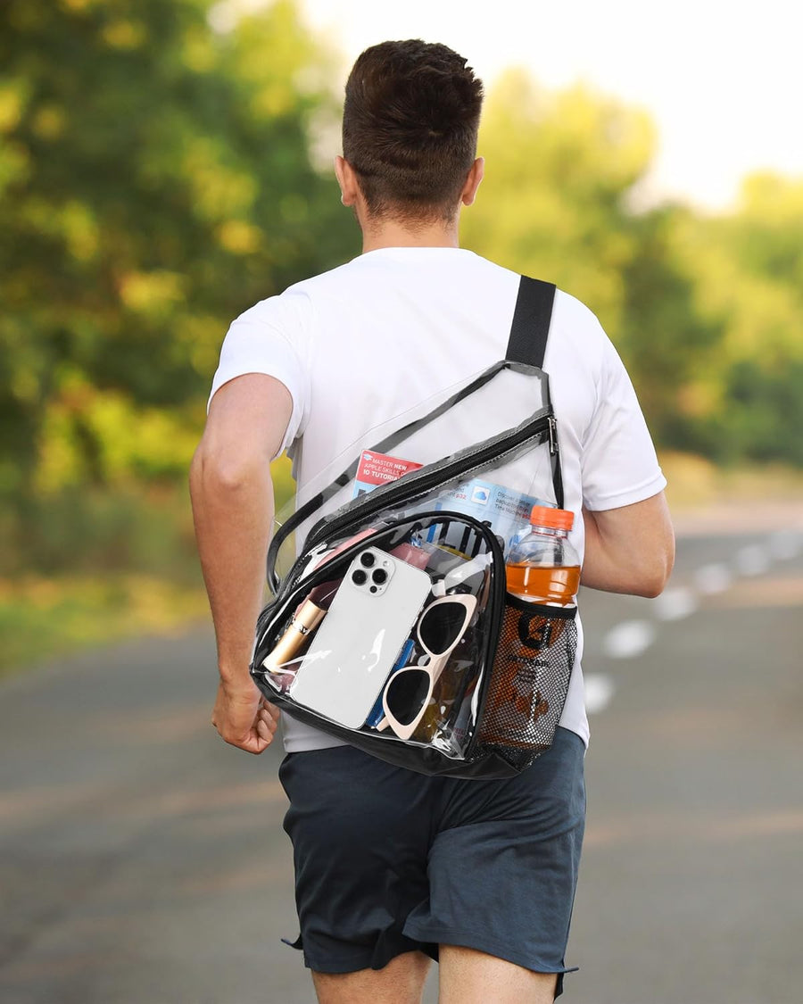 Clear Sling Bag, Clear Bag Stadium Approved, Transparent Shoulder Crossbody Backpack Chest Casual Daypack