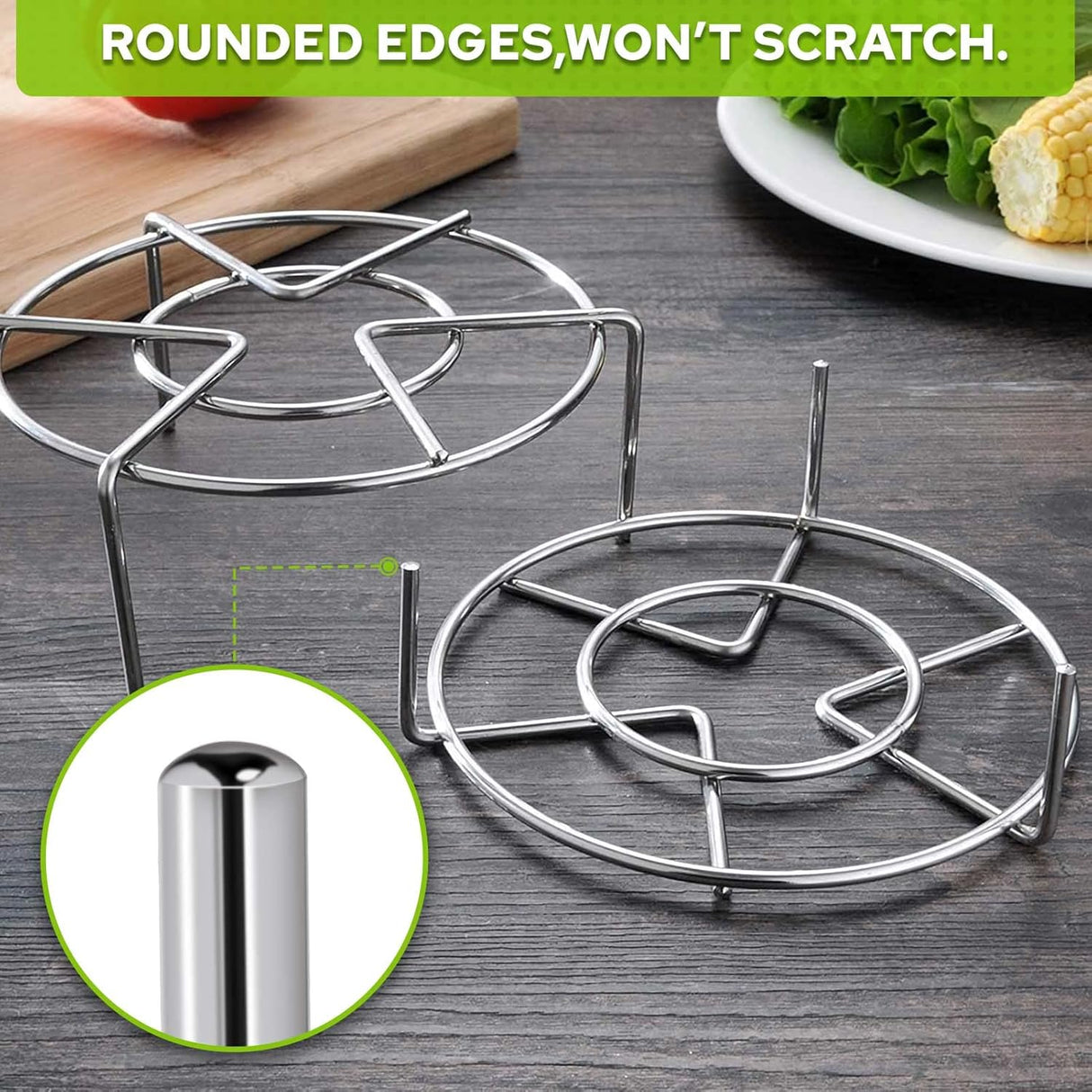 Steam Rack, 3-7/8" and 1-5/8" Tall Trivet for Instant Pot 6 Qt and 8 Qt, Heavy Duty 18/8 Stainless Steel Steamer Rack Fit Pressure Cooker