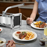 French Fry Cutter,  Professional Stainless Steel Potato Cutter with 1/2", 1/4", 3/8" & Wedge Blades for Potatoes, Carrots, Apples