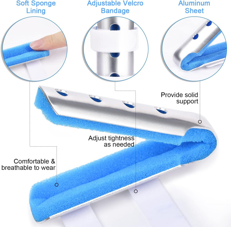 Finger Splint, 7PCS Finger Support Brace Finger Stabilizer for Broken Fingers Straightening Arthritis Knuckle Immobilization, Blue & Black