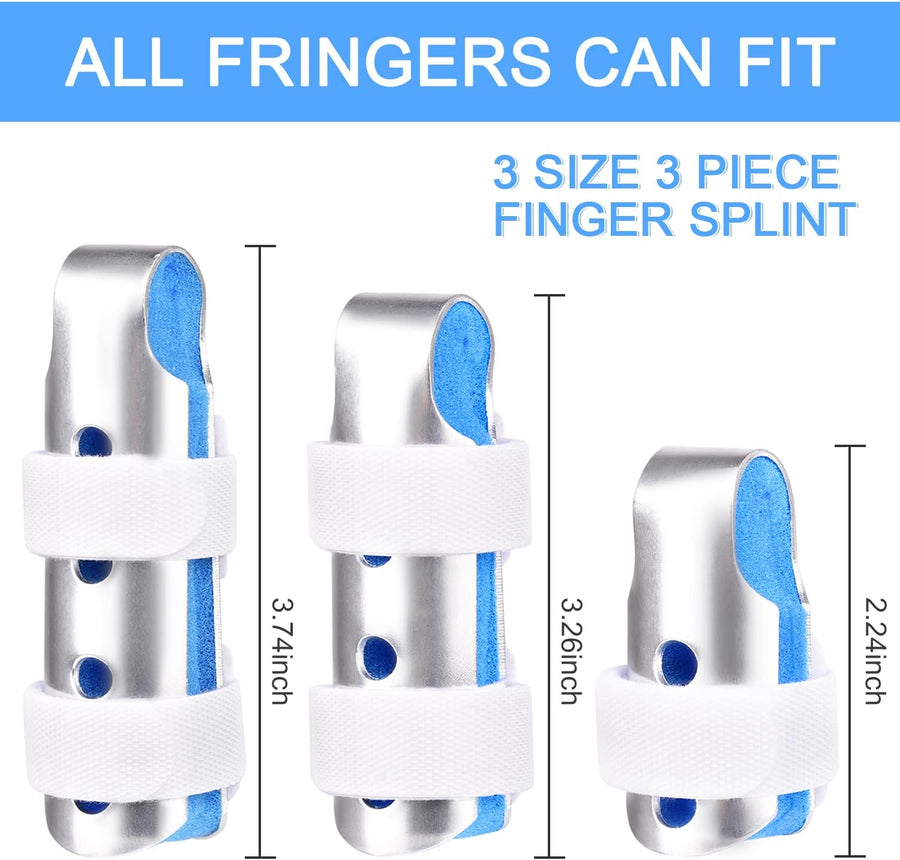 Finger Splint, 7PCS Finger Support Brace Finger Stabilizer for Broken Fingers Straightening Arthritis Knuckle Immobilization, Blue & Black
