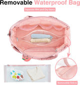Diaper Bag Tote, Baby Diaper Tote Bags Crossbody Hospital Bag Travel Large Mommy Bag, with Silicone Pacifier Case - 45-Degree Angle