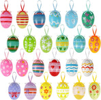 24PCS Hanging Easter Eggs – Reusable Plastic Easter Egg Decorations for Tree Ornaments, Basket, Party & Home Decor (5g Each, 4cm x 6cm)
