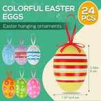 24PCS Hanging Easter Eggs – Reusable Plastic Easter Egg Decorations for Tree Ornaments, Basket, Party & Home Decor (5g Each, 4cm x 6cm)