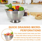 Stainless Steel Colander for Kitchen | 5 Quart Durable Rice and Pasta Strainer with Handle | Oversized Handles | Nesting Design | Rust-Resistant & Dishwasher Safe