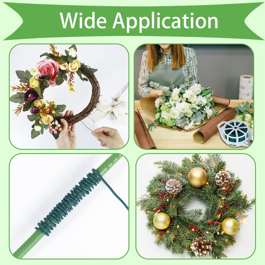 328 Feet 22 Gauge Floral Wire with Cutter and 3 Pack Green Floral Wire