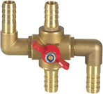 All Solid Brass Body Automobile Integrated 4-Way Heating Water Manual Control Valve 5/8” (16mm) OD Barb