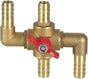 All Solid Brass Body Automobile Integrated 4-Way Heating Water Manual Control Valve 5/8” (16mm) OD Barb
