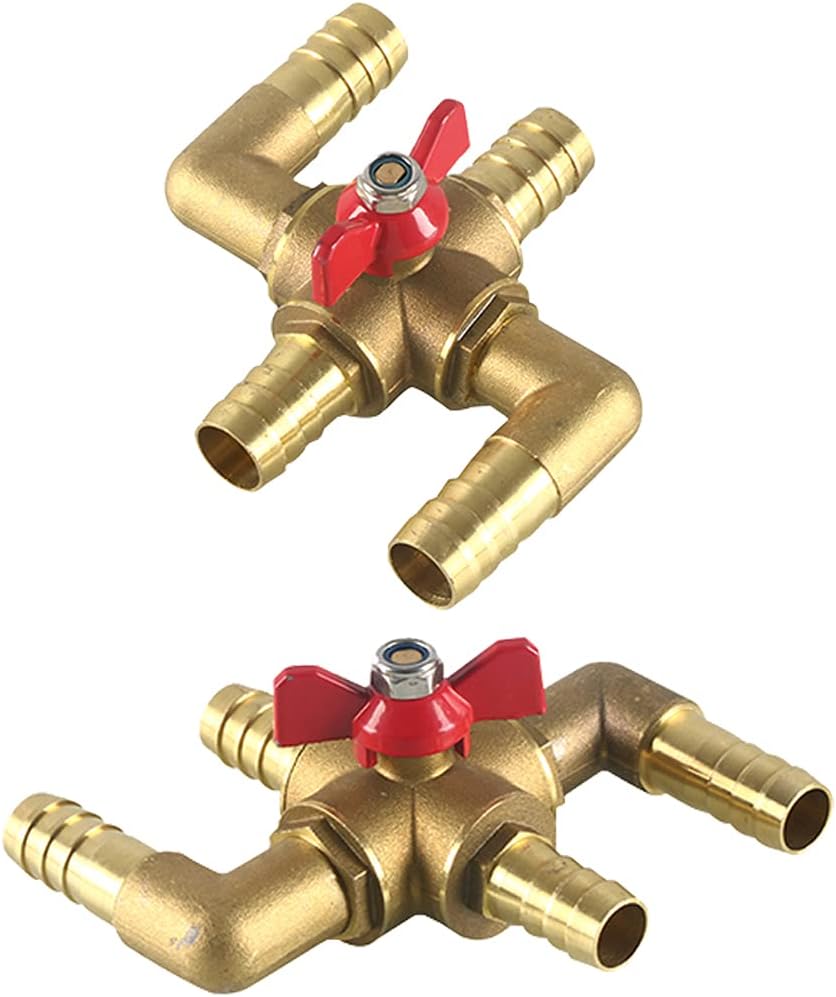 All Solid Brass Body Automobile Integrated 4-Way Heating Water Manual Control Valve 5/8” (16mm) OD Barb