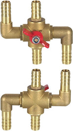 All Solid Brass Body Automobile Integrated 4-Way Heating Water Manual Control Valve 5/8” (16mm) OD Barb
