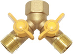 3 Way Split Brass Shut Off Ball Valve Fitting G 1/2" Male x Male x 1/2" Female Thread Y Shaped Type Union Intersection with 2 Switch