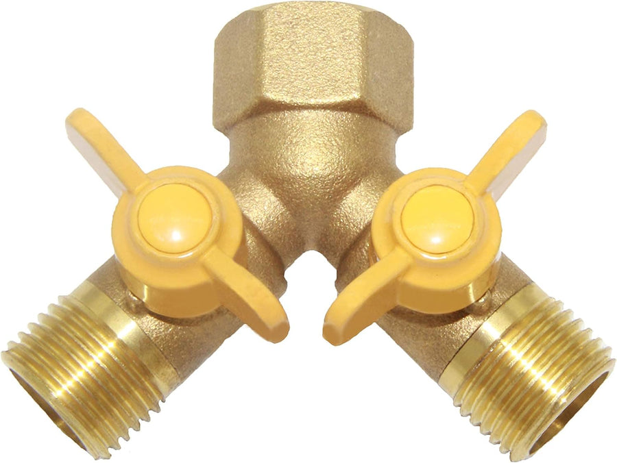 3 Way Split Brass Shut Off Ball Valve Fitting G 1/2" Male x Male x 1/2" Female Thread Y Shaped Type Union Intersection with 2 Switch
