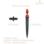 Irrigation Drippers 30pcs Drip Emitters for 1/4 Inch with Straight Coupling 360 Degree Micro Sprinkler Adjustable Drip Irrigation Heads Drippers for Garden Patio Lawn