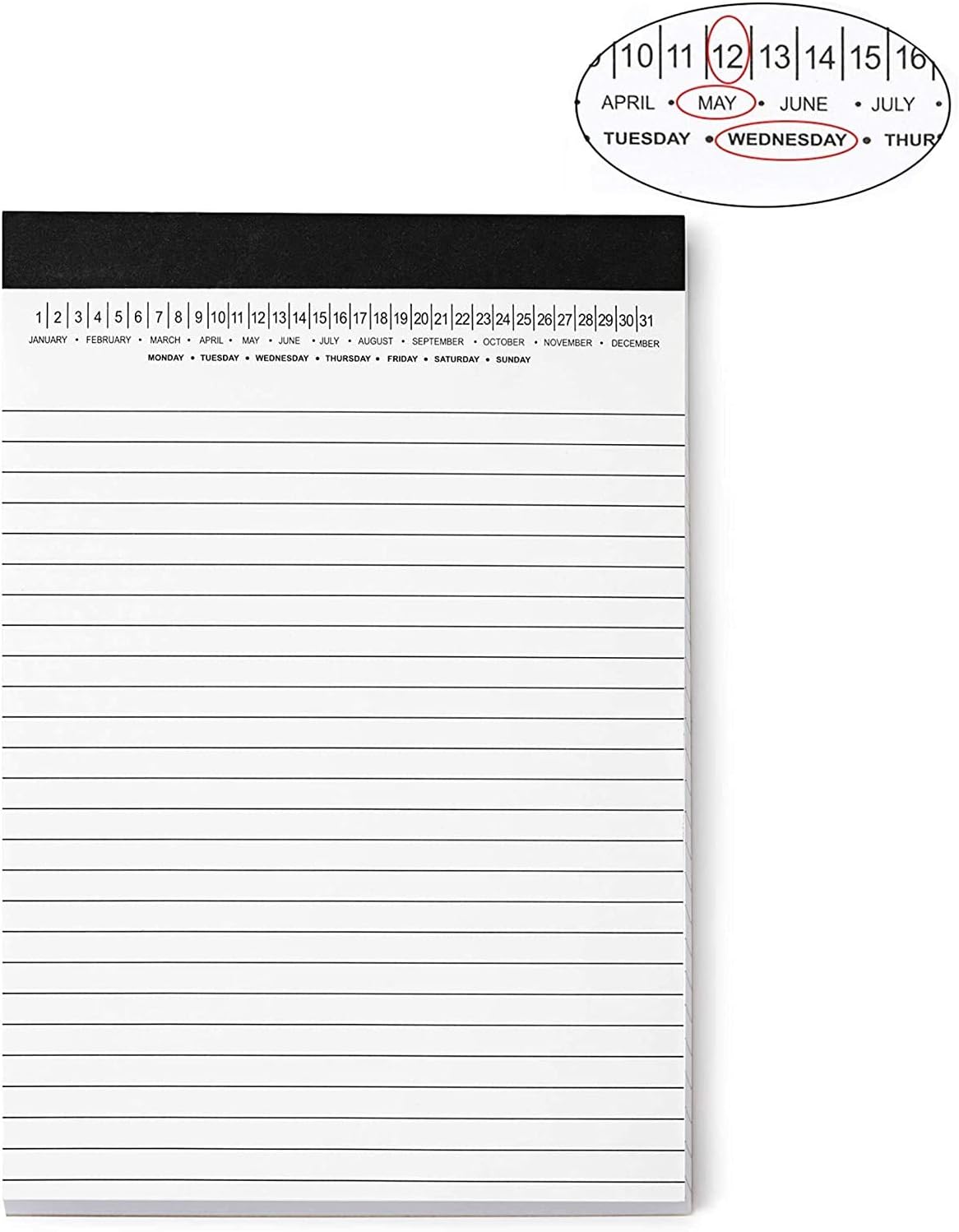 Small Legal Pads 5-3/4"x 8-1/2" Notepad with Date on Top, 50 Sheets, 6 Pack, White Lined Paper Mini Memo Pads, College Ruled Writing Pads for Office School