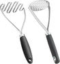 Potato Masher Set of 2 Pieces, 10.25-Inch Stainless Steel Wire Mashed Potato Masher, Kitchen Gourmet Making Tools Professional Integrated Honeycomb, For Vegetable, Fruit, Melon, Potato Etc, Black