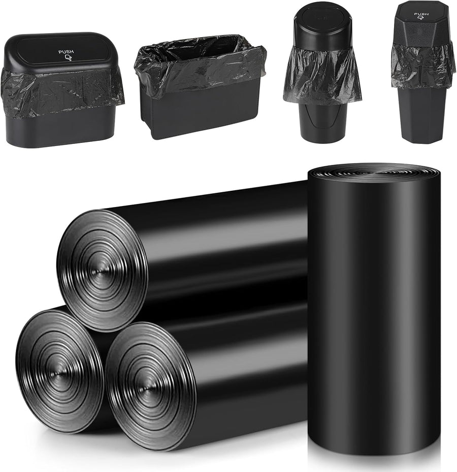 Car Trash Can with Lid + Mini Car Garbage Bags for Auto Trash Bin