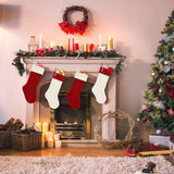 2 Pack 18" Personalized Christmas Stockings, 18inch Large Cable Knitted Xmas Hanging Stocking Decorations for Holiday Christmas Party Family Decor (Lvory/Burgundy)