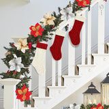 2 Pack 18" Personalized Christmas Stockings, 18inch Large Cable Knitted Xmas Hanging Stocking Decorations for Holiday Christmas Party Family Decor (Lvory/Burgundy)