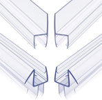Frameless Shower Door Seal Set for 1/4 Inch Glass Doors - 2-Pack Bottom Seal and 2-Pack Side – Stop Shower Leaks and Create a Water Barrier (1/4” x 39”)