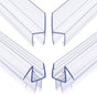 Frameless Shower Door Seal Set for 1/4 Inch Glass Doors - 2-Pack Bottom Seal and 2-Pack Side – Stop Shower Leaks and Create a Water Barrier (1/4” x 39”)