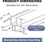 Frameless Shower Door Seal Set for 1/4 Inch Glass Doors - 2-Pack Bottom Seal and 2-Pack Side – Stop Shower Leaks and Create a Water Barrier (1/4” x 39”)