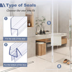 Frameless Shower Door Seal Set for 1/4 Inch Glass Doors - 2-Pack Bottom Seal and 2-Pack Side – Stop Shower Leaks and Create a Water Barrier (1/4” x 39”)