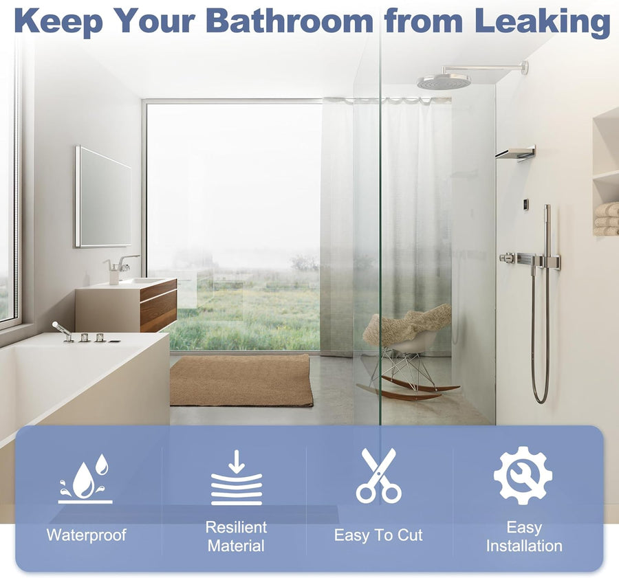 Frameless Shower Door Seal Set for 1/4 Inch Glass Doors - 2-Pack Bottom Seal and 2-Pack Side – Stop Shower Leaks and Create a Water Barrier (1/4” x 39”)