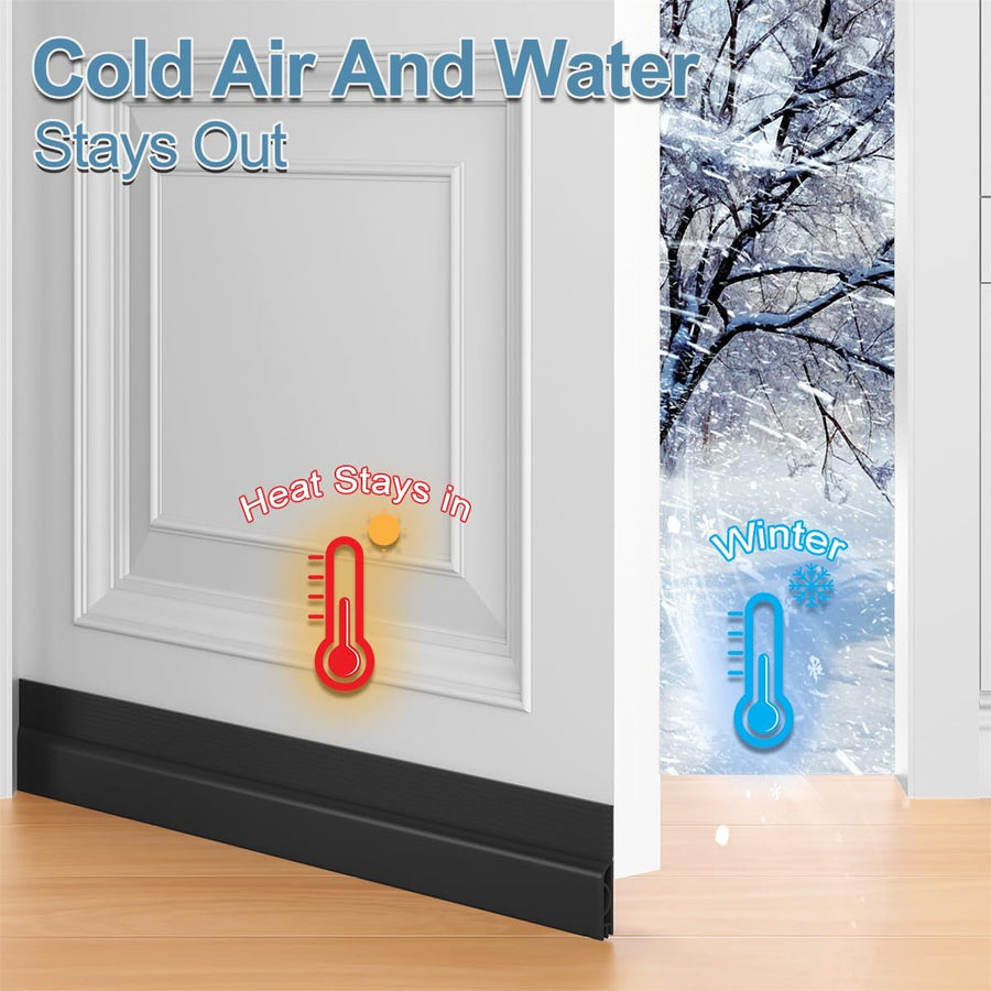 39 Inch Door Draft Stopper 2 Pack Black & Transparent