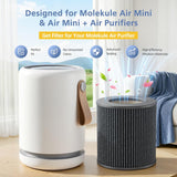 Air Mini Replacement Filter Compatible with Molekule Air Mini and Air Mini+ Air Purifiers,3-in-1 HEPA and Activated Carbon Filter for Home, Dust, Smoke & VOCs, 2-Pack - Front View