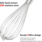 304 Stainless Steel Whisk Set & Danish Dough Whisk, 3 Pack Professional Kitchen Whisks, Metal Whisks for Blending, Beating, Mixing Dough