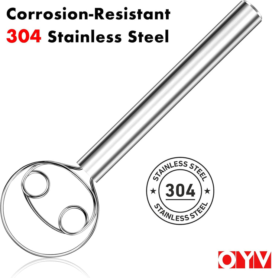 304 Stainless Steel Whisk Set & Danish Dough Whisk, 3 Pack Professional Kitchen Whisks, Metal Whisks for Blending, Beating, Mixing Dough