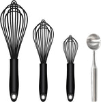 Silicone Whisk & Stainless Steel Ice Cream Scoop Set, Kitchen Essentials for Cooking and Desserts