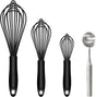 Silicone Whisk & Stainless Steel Ice Cream Scoop Set, Kitchen Essentials for Cooking and Desserts