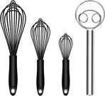 Silicone Whisk & Dough Whisk Set, Kitchen Whisks for Cooking and Baking