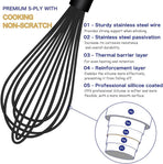Silicone Whisk & Dough Whisk Set, Kitchen Whisks for Cooking and Baking
