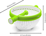 Spina 2-In-1 Easy-To-Use, Collapsible Salad Spinner & Straining Colander for Salad, Fruit, Vegetable, Lettuce - White/Green - Front View