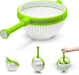 Spina 2-In-1 Easy-To-Use, Collapsible Salad Spinner & Straining Colander for Salad, Fruit, Vegetable, Lettuce - White/Green